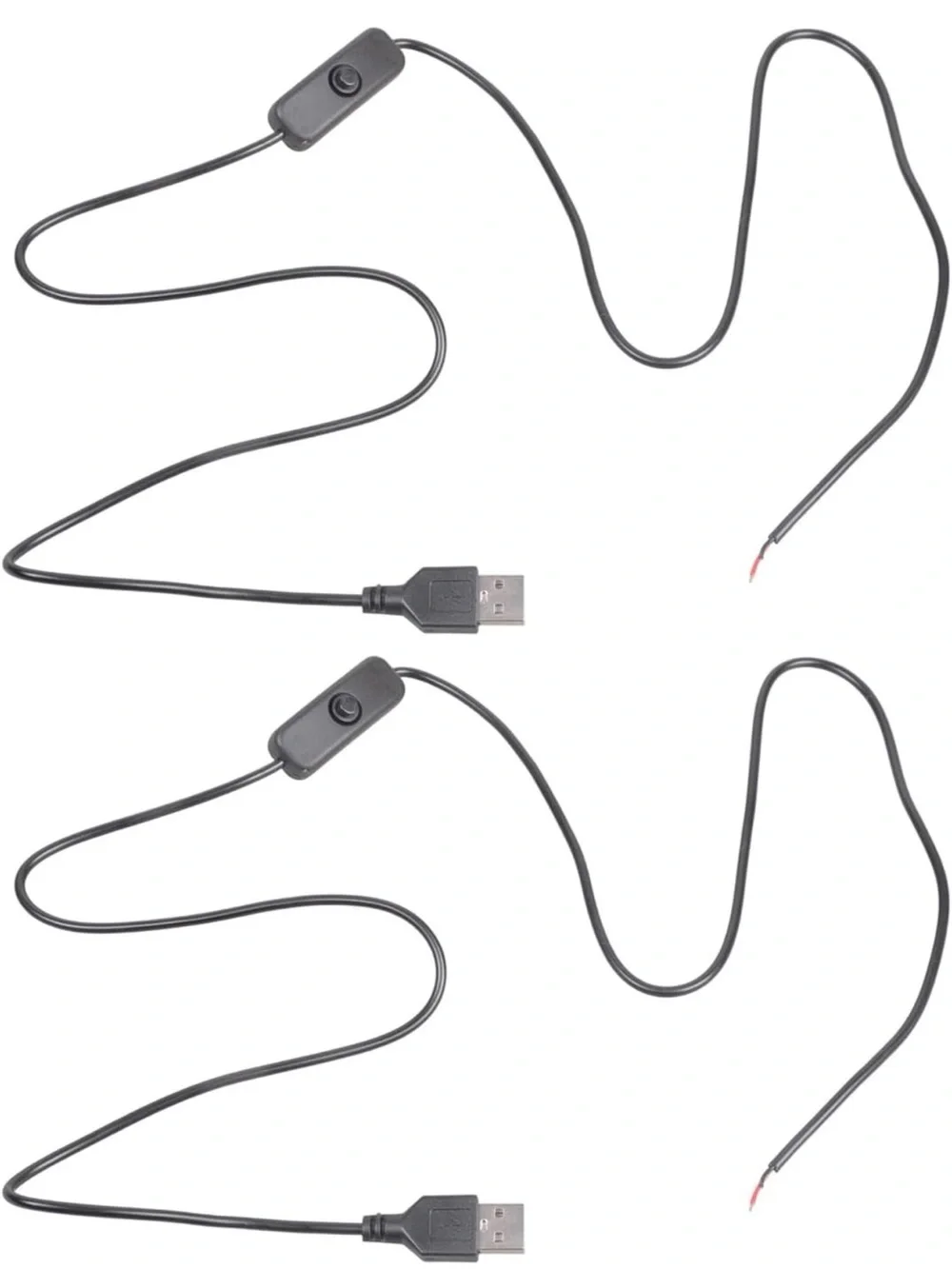 Black USB Cables with Switch - Pack of 10